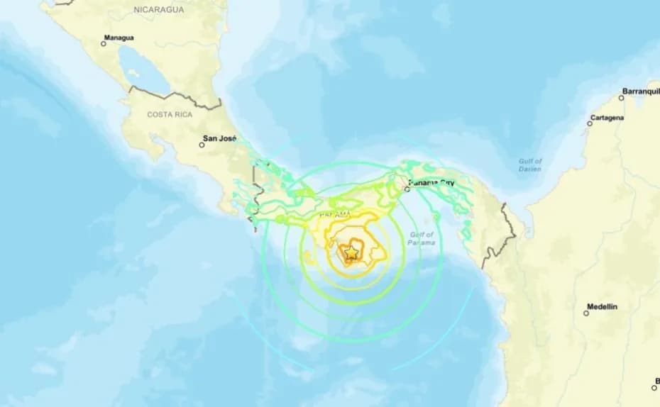 Un terremoto de magnitud 7,6 sacude Panamá.