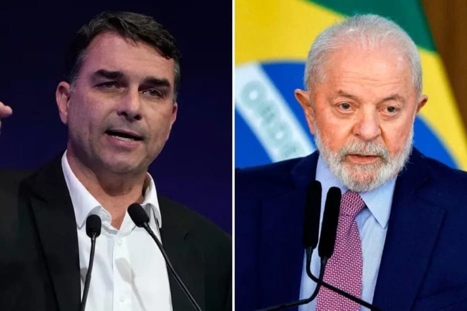 Flavio Bolsonaro y Lula Da Silva.