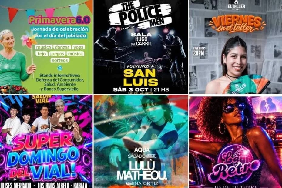 The Police Men, “La Retro”, El Nota, fiestas y más: la agenda del fin de semana en San Luis.